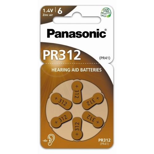 Panasonic PR312L/6LB cink-levegő elem, PR41 (6 db / bliszter)