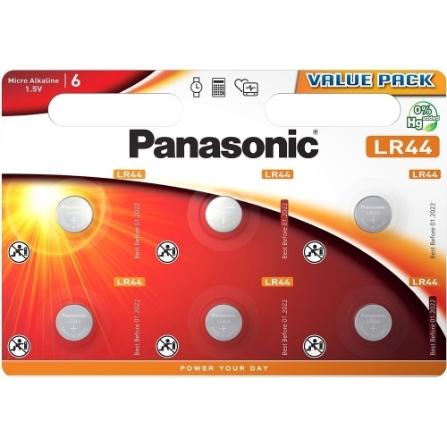 Panasonic LR44EL/6BP alkáli gombelem 6db/bliszter