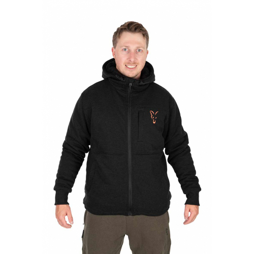 Fox Collection Sherpa Jacket Black & Orange kabát