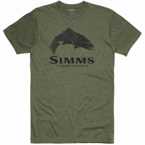 Simms Wood Trout Fill T-Shirt Military Heather póló