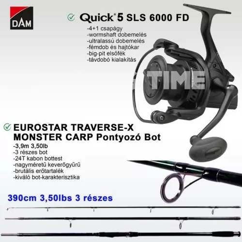 QUICK 5 SLS 6000 FD+TRAVERSE-X MONSTER CARP 3,9 3R 3,5LB  szett