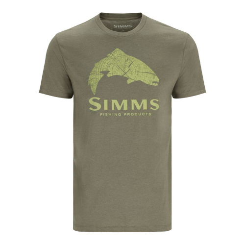 Simms Wood Trout Fill T-Shirt Military Hthr - Neon póló