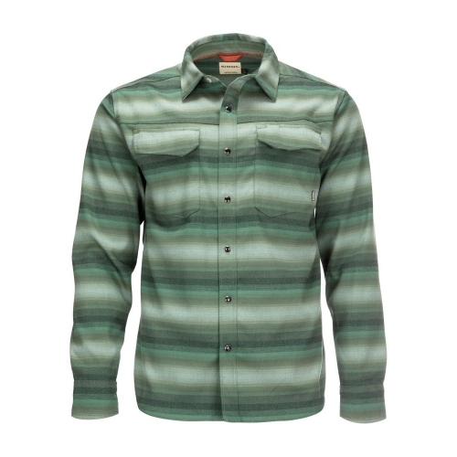 Simms Gallatin Flannel Shirt Moss Stripe ing UPF50