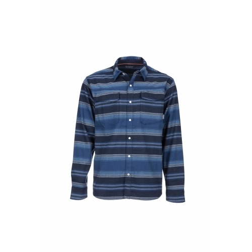 Simms Gallatin Flannel Shirt Rich Blue Stripe UPF 50