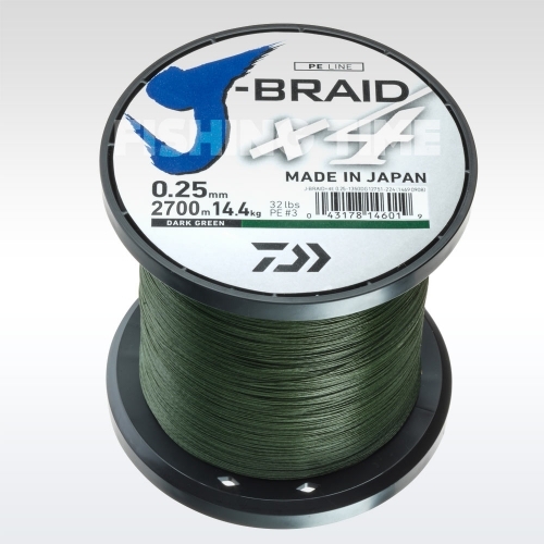Daiwa J-Braid X4 Green 2700m fonott zsinór