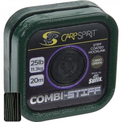 Carp Spirit Combi-Stiff Camo Green Coated Braid bevonatos fonott előkezsinór (camo zöld)